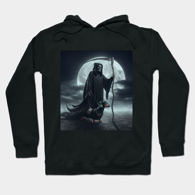 Death and a wiener by the moonlight Hoodie by Twisted Teeze 